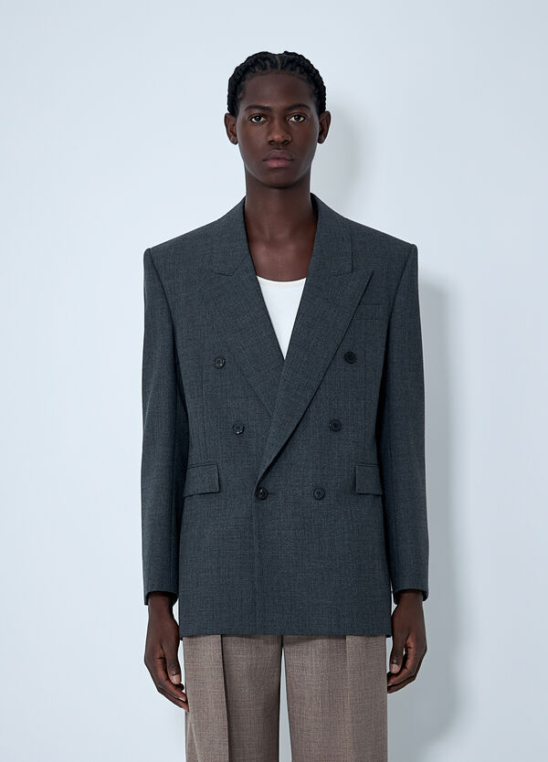 Saint Laurent Double-Breasted Wool Blazer Black sla0162007